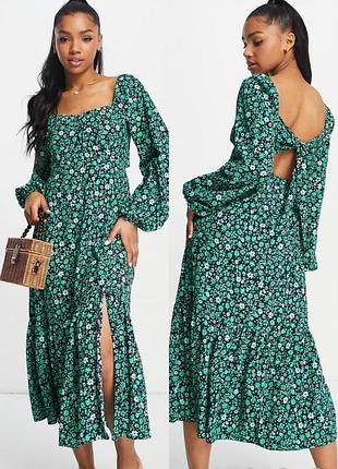 Красивое платье миди в мелкий цветочный принт от new look 🖤💚