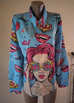 Женская рубашка рубашка с ярким летним принтом pop art стиль