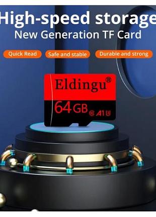 Карта пам'яті micro-sd eldingu 64 gb class 10 tf card. нова
