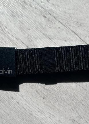 Чоловічий чорний текстильний ремінь calvin з металевою пряжкою