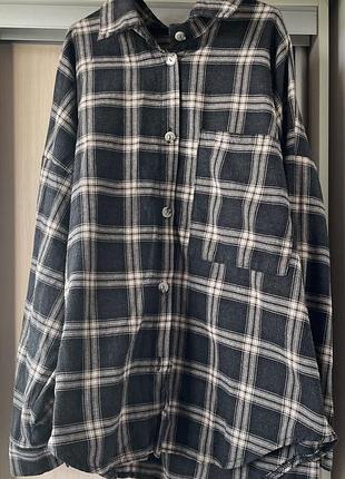 Жіноча сорочка в клітинку my favorite oversize чорна бежева