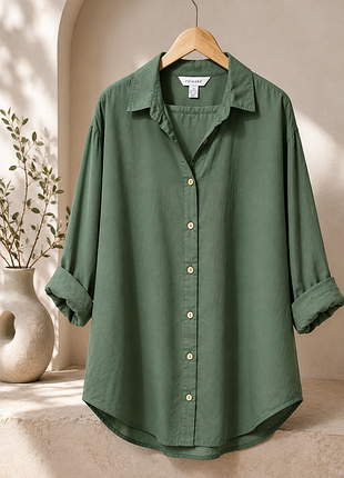 Нова невагома бавовняна oversize сорочка  100% cotton, зелена.