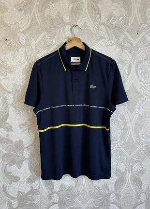 Темно синя спортивна футболка майка джерсі мерч теніска чоловіче поло lacoste sport polo ultra dry оригінал розмір m