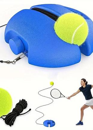 Тенісний тренажер на гумці merco tennis з м ячем 6 см основа для води або піск single tennis trainer синій