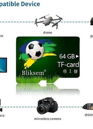 Карта пам'яті bliksem 64 gb до 70 мб/с class 10, u3, tf 4k hd для usb-адаптера для читання карт micro-sd