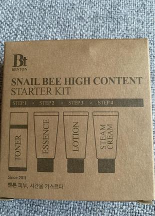 Набір мініатюр з муцином равлика та бджолиною отрутою 4 в 1 benton snail bee high content starter kit