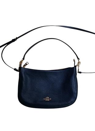 Сумка женская из кожи coach синяя
