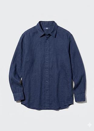 Сорочка з преміального льону від uniqlo льняна чоловіча