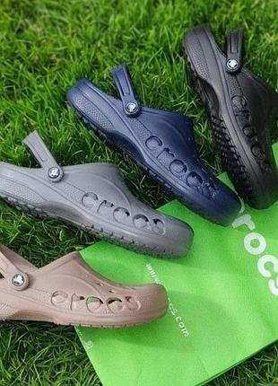 Мужские шлепаные сабо crocs baya classic синие,серые, кайот,черные