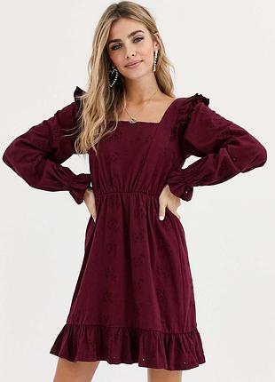 Сукня бавовна прошва бургундія винний марсала asos