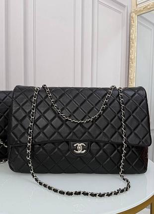 Жіноча стьобана сумка double flap 40 см із натуральної шкіри