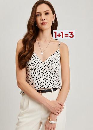 1+1=3 🎁 легкая майка топ в горох на бретелях от river island