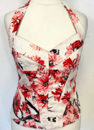 Красивый топ-халтер в корсетном стиле винтаж хлопок от karen millen