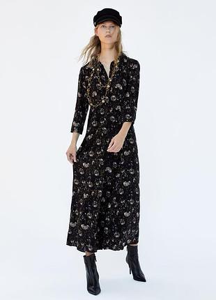 М размер, 170 рост, легкое платье zara длинная макси натуральная ткань вискоза, с карманами