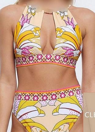 Красивий роздільний купальник river island womens floral halter bikini set💛🧡