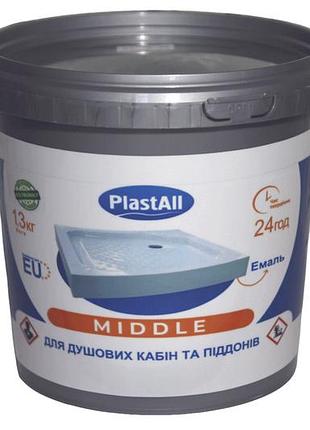 Емаль для душового піддона та фарбування ванн plastall midle 1300 грам, основа + затверджувач білий колір
