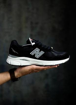 Чоловічі чорні кроссовки new balance 990 v3 black white х нью беланс 41