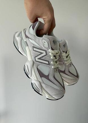 Женские бежевые кроссовки new balance 9060 cream soft purple х нью беланс 40