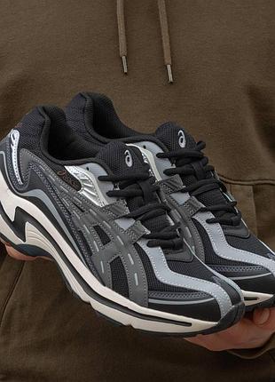Черные кроссовки унисекс asics gel preleus black grey white х ассикс 43