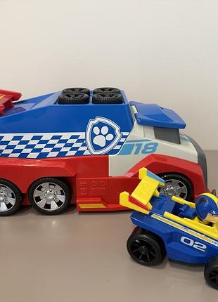 Великий автовоз щенячий патруль spin master ready race rescue mobile pit stop hq chase