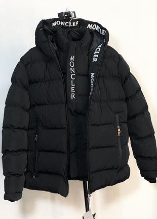 Чоловічий потужний пуховик куртка чорна moncler