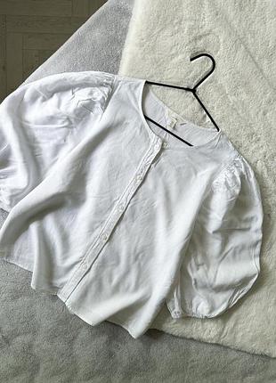 Белая льняная блуза h&amp;m