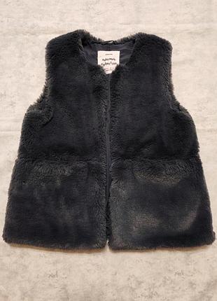 Жилетка для дівчаток zara kids хутряна сіра