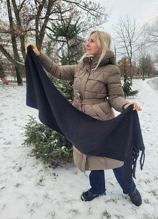 Жіночий кашеміровий теплий шарф. дреди. однотонний. чорний. бахрома крупна. кашемір. 210х50 см