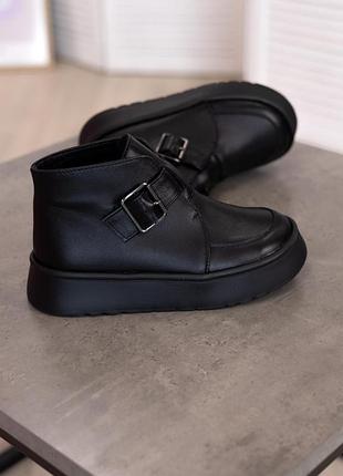 Анатомические ботинки черная кожа р. 36-41