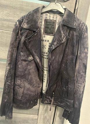 Оригінальна шкіряна косуха guess розмір s куртка натуральна шкіра