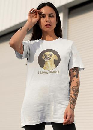 Футболка жіноча із принтом "i love people" біла