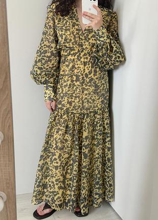 Міді максі сукня в леопардовий принт жовта h&m
