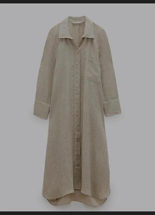Платье_рубашка лен zara