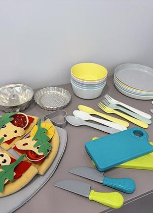 Набір посуду та текстильна піца ikea для дитячої кухні