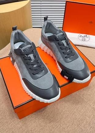 Hermes кросівки чоловічі сірі кеди