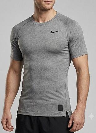 Компрессионная футболка nike pro dri-fit мужская, размер l, серая