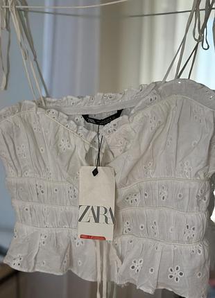 Новий топ з прошви на бретелях zara котоновий