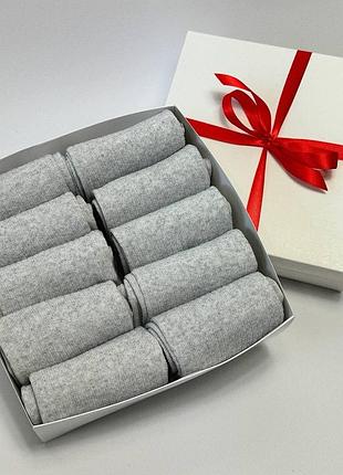 Набор мужских высоких носков в рубчик на 10 пар 41-45 в подарочной коробке