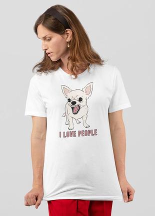 Футболка жіноча із принтом "i love people" біла