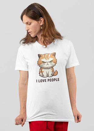 Футболка жіноча із принтом "i love people" біла
