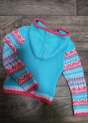Вязанная теплая кофта, свитер, 104-110-116, 4-5 лет, зима, змейка5 фото