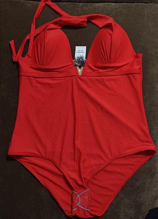 Суцільний яскравий купальник від бренду new look (серія holiday shop / curves)❤️❤️