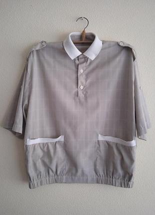 Бавовняна блуза-поло у клітинку розмір xl-xxl/50-52