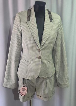 Стильный костюм-двойка в клетку (пиджак + шорты) selesepet, размер 48 (xl)