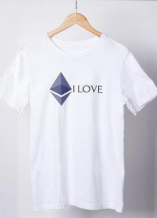 Футболка жіноча із принтом "eth i love" біла