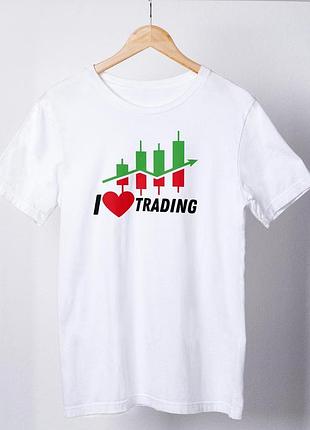Футболка жіноча із принтом "i love trading" біла
