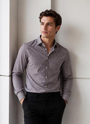 Чоловіча сорочка boss hugo boss slim fit 41/16 в клітинку