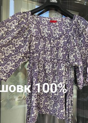 Шелковая блуза tissaia р. 38 (m) / фиолетовая блузка из 100% натурального шелка