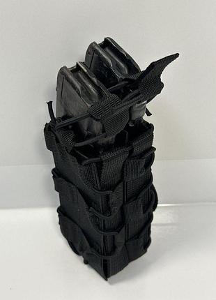 Двойной штурмовой подсумка для магазинов ак с пластиковыми вставками черный