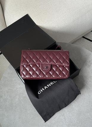 Сумка classic 2.55 medium шанел double flap in burgundy/burgundy